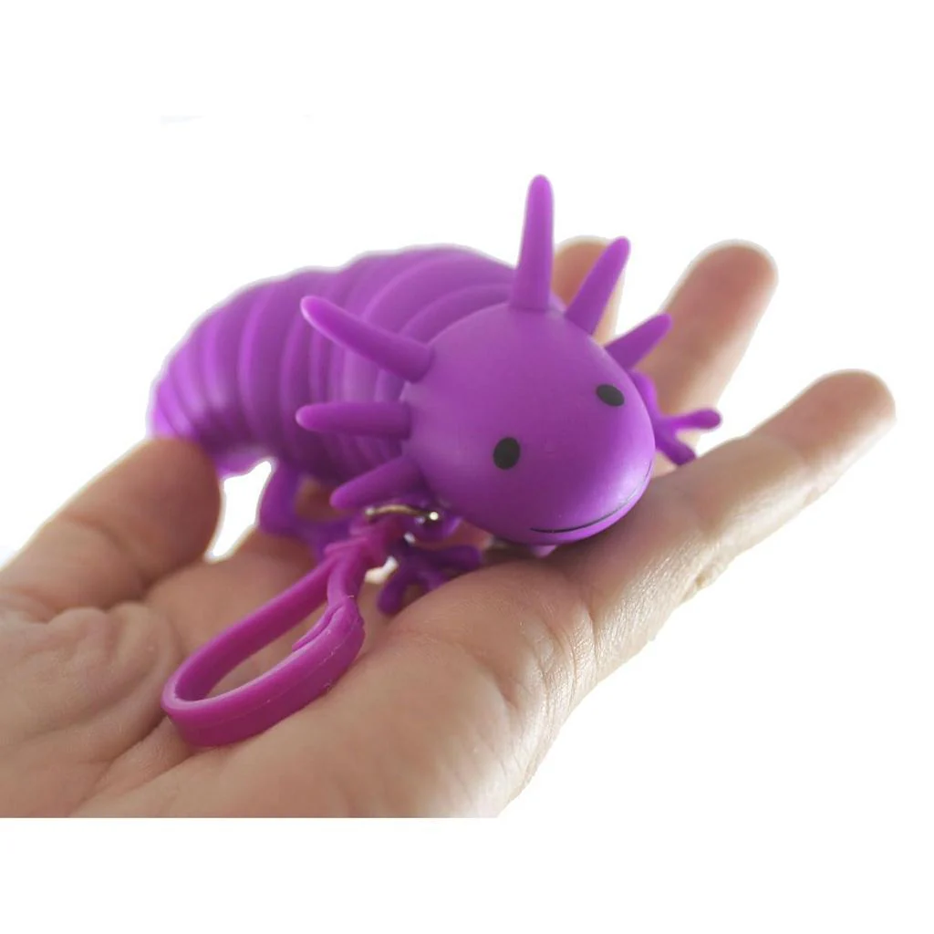 4" Wiggle Sensory Axolotl Backpack Clip - Image 3