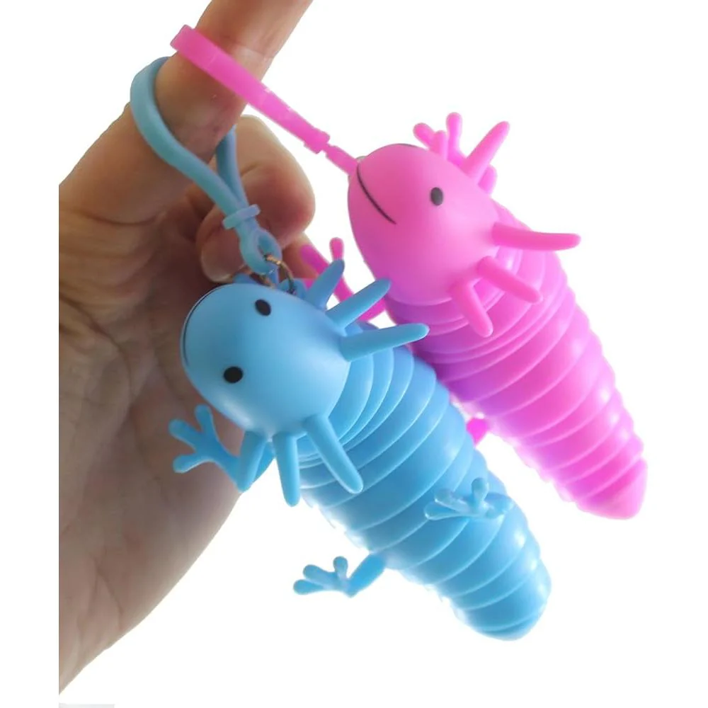 4" Wiggle Sensory Axolotl Backpack Clip - Image 4