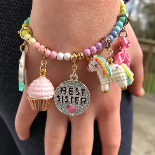 Gold Glitter Best Sister Charm - Image 2