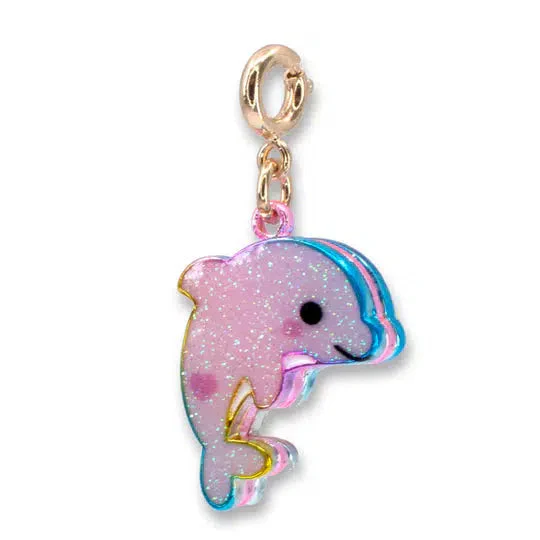 Gold Glitter Tie-Dye Dolphin Charm - Image 3