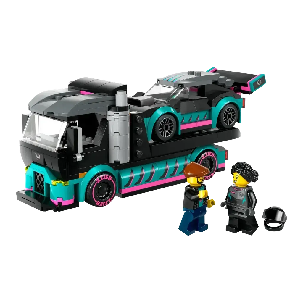 Race Car and Car Carrier Truck